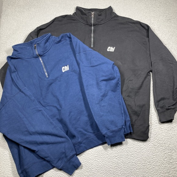 Chi Sweatshirts Adult 3XL Blue Black‎ 1/4 Zip Sweater Heating Cooling  Lot of 2 - Picture 1 of 16